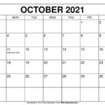 October 2021 Calendar Free Printable 2021 Printable Calendars