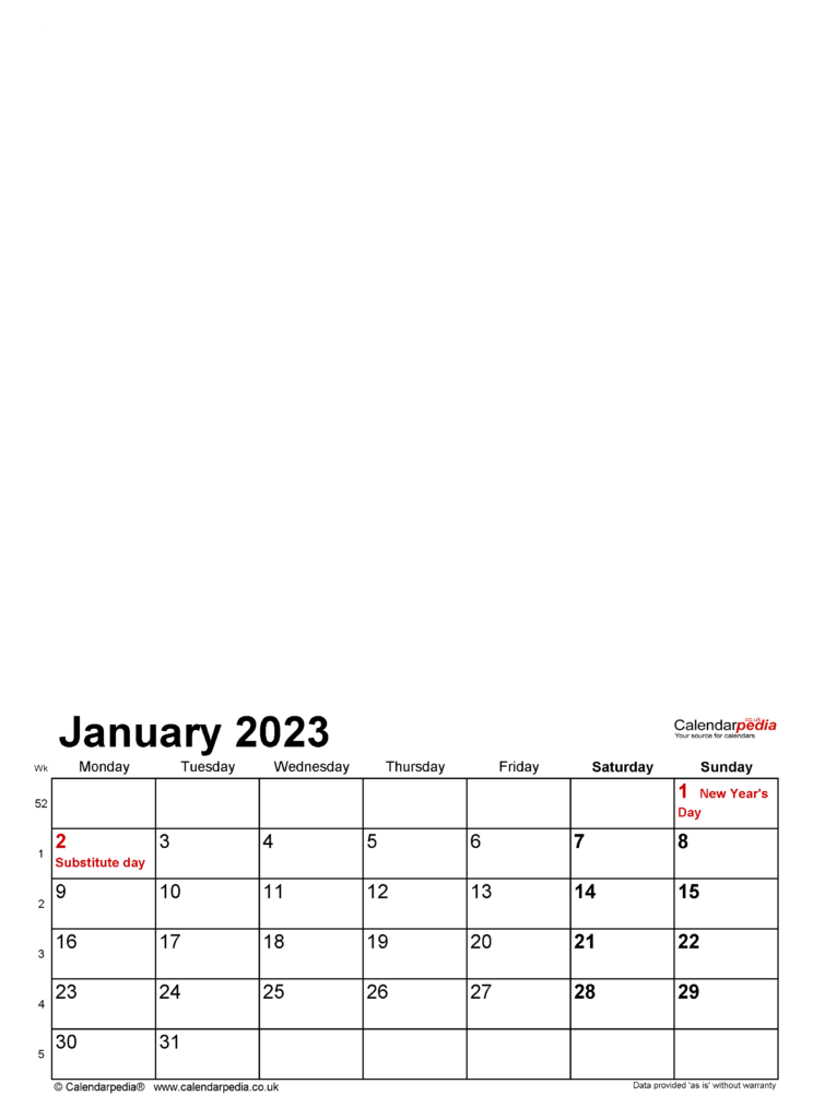 Photo Calendar 2023 UK Free Printable Word Templates