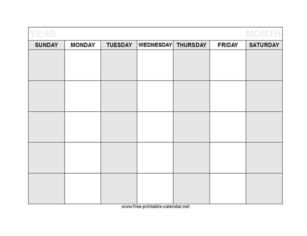 Printable Blank Calendar