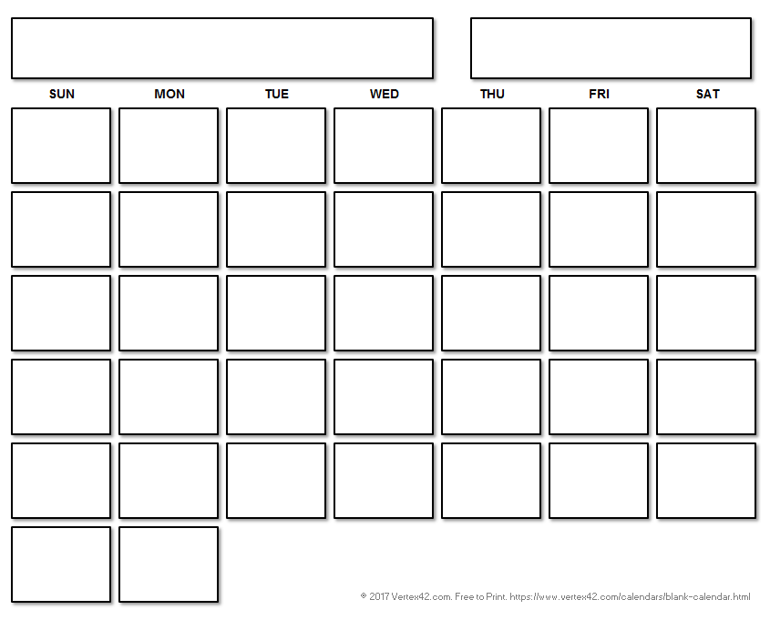 Printable Blank Calendar With A Floating Grid Printable Blank 