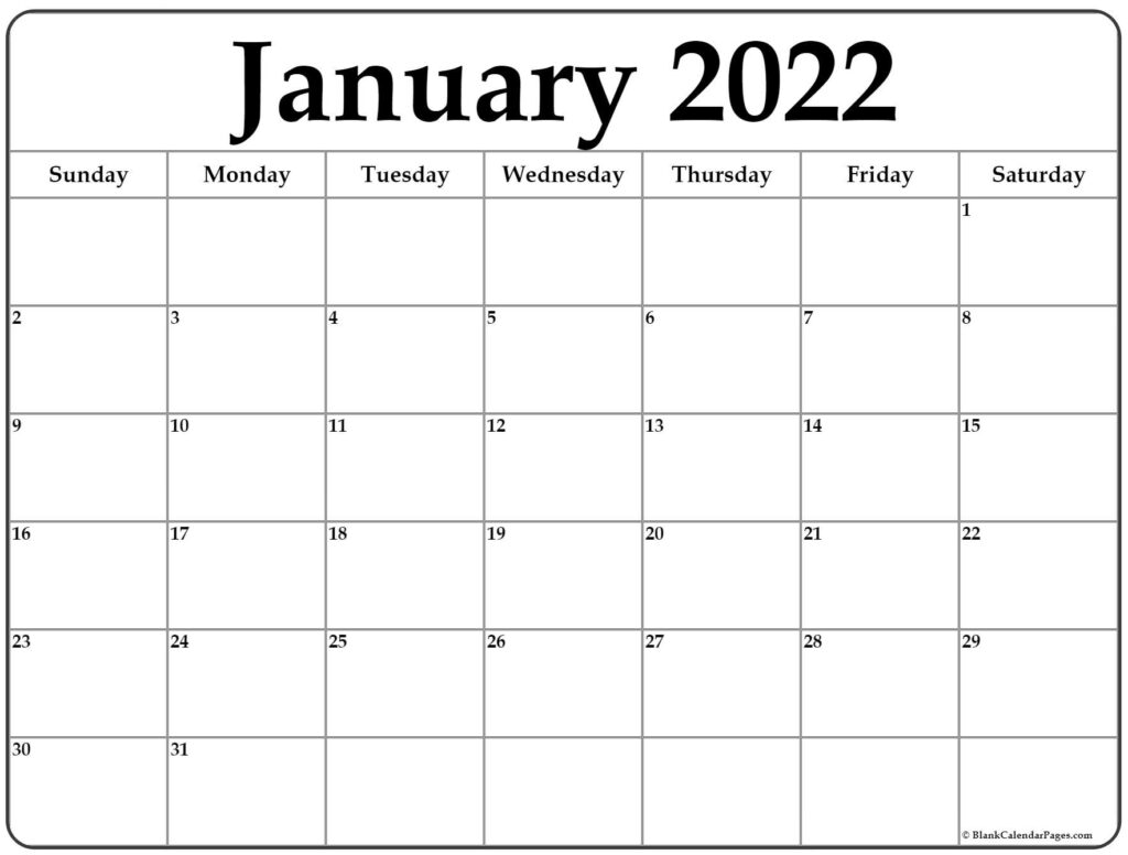 Printable Calendar 2022 Free January 2022 Printable Calendar Template 