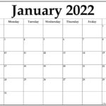 Printable Calendar 2022 Free January 2022 Printable Calendar Template