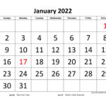 Printable Monthly Calendar 2022 Free calendar template