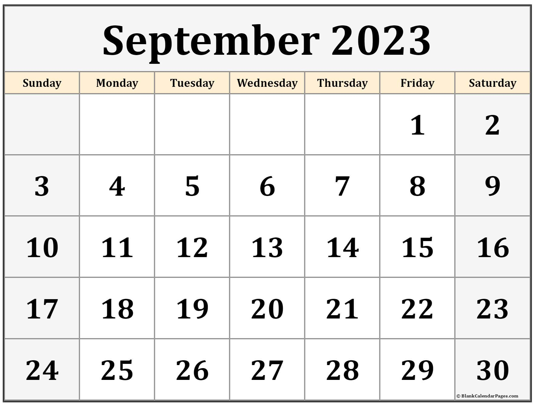 September 2023 Calendar Free Printable Calendar