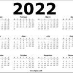 UK 2022 Calendar Printable Black And White Printable Calendars 2022