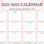 Wall Calendar Printable 2021 2022 2023 Printable Calendar Etsy