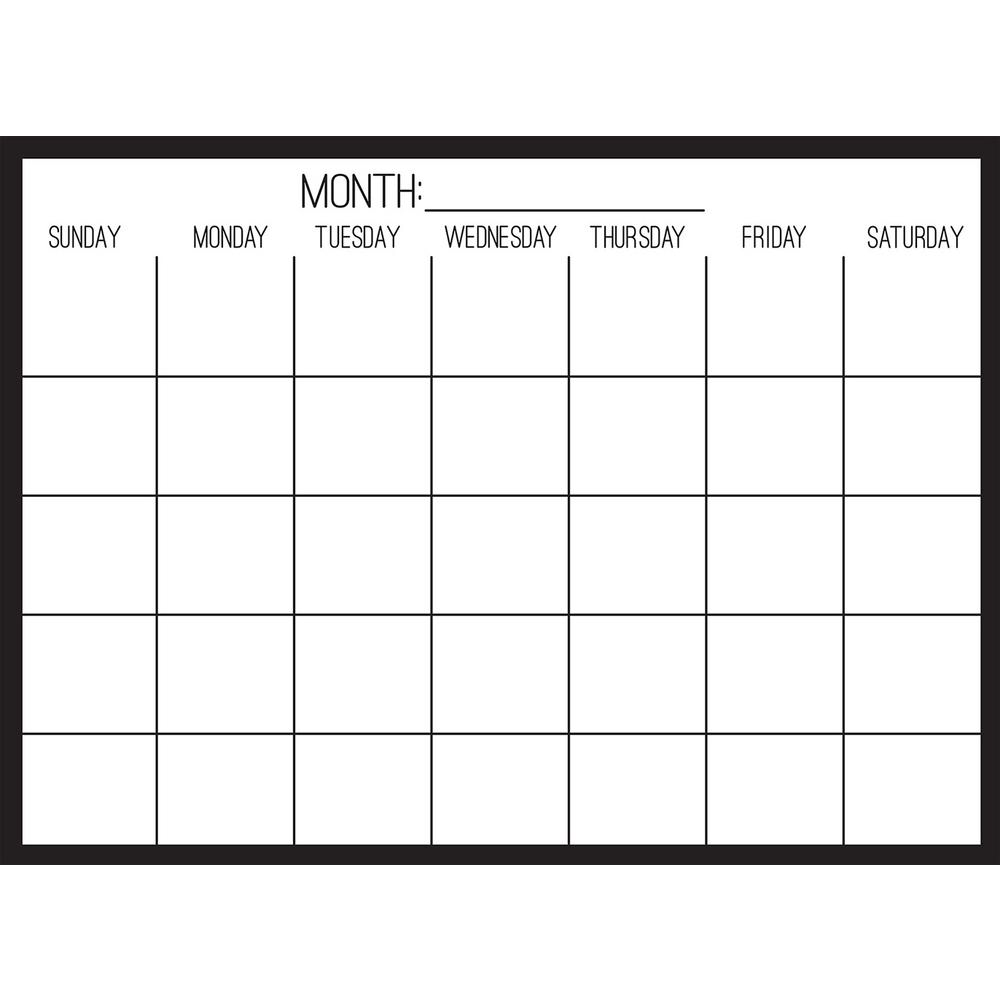 Wall Pops Black On Clear Monthly Calendar Decal Dry Erase Calendar 