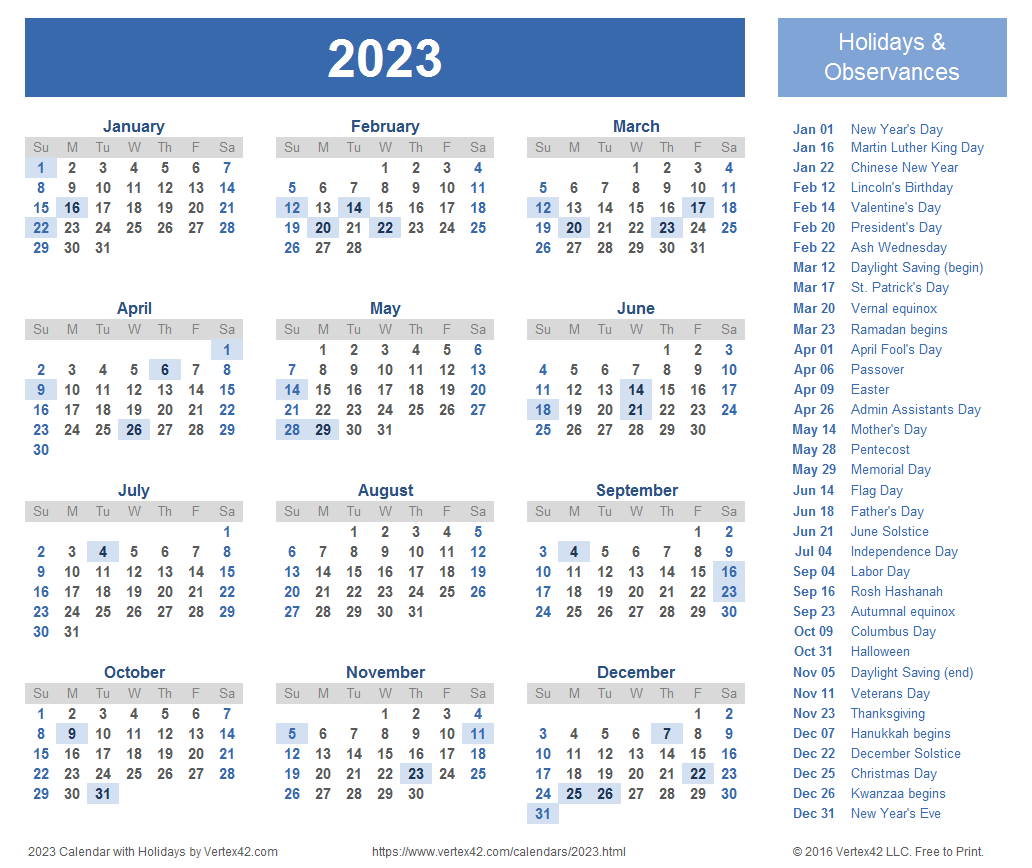 2023 Calendar Templates And Images