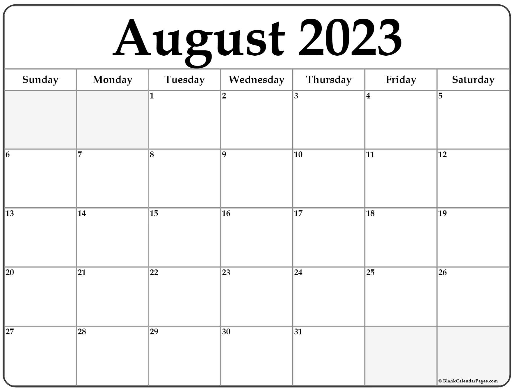 August Free Printable Blank Calendar Template 2023 123calendar Com