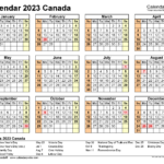 Canada Calendar 2023 Free Printable Word Templates
