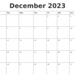 December 2023 Calendar Blank