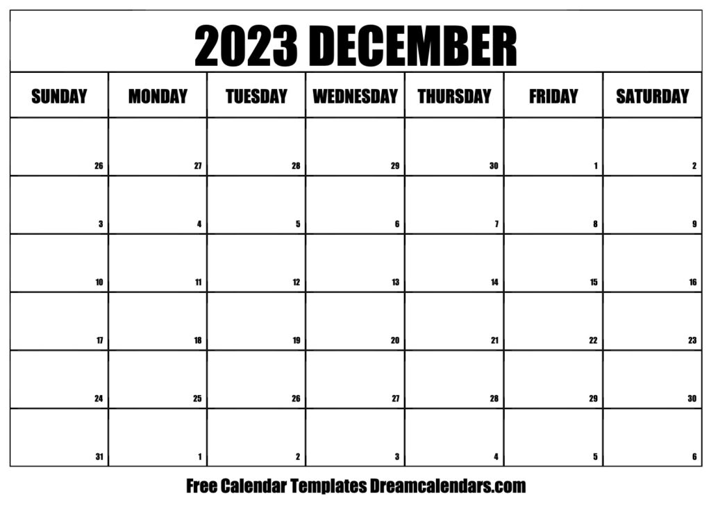 December 2023 Calendar Free Blank Printable Templates