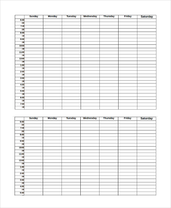 FREE 10 Printable Weekly Calendar Samples In PDF MS Word Google 