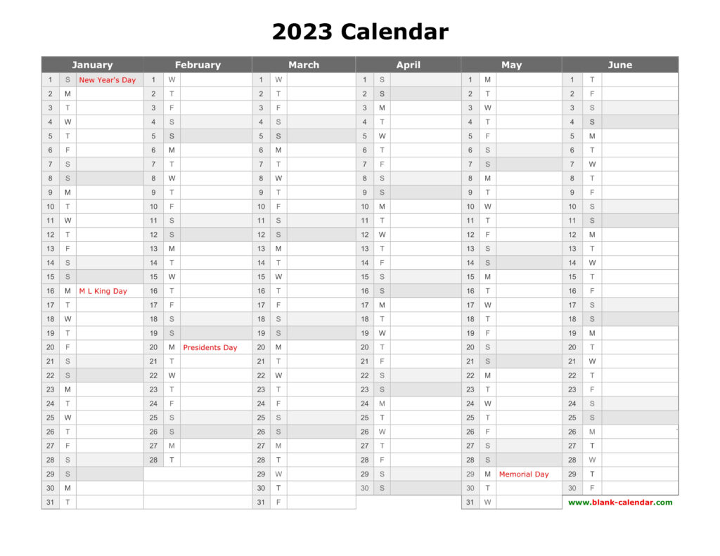 Free Download Printable Calendar 2023 Month In A Column Half A Year 