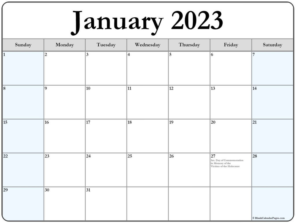 January 2023 Calendar With Holidays