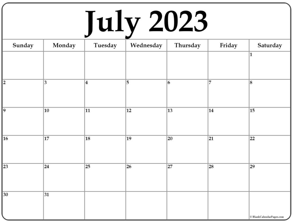 July 2023 Calendar Free Printable Calendar