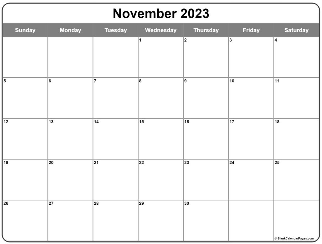 November 2023 Calendar Free Printable Calendar Templates