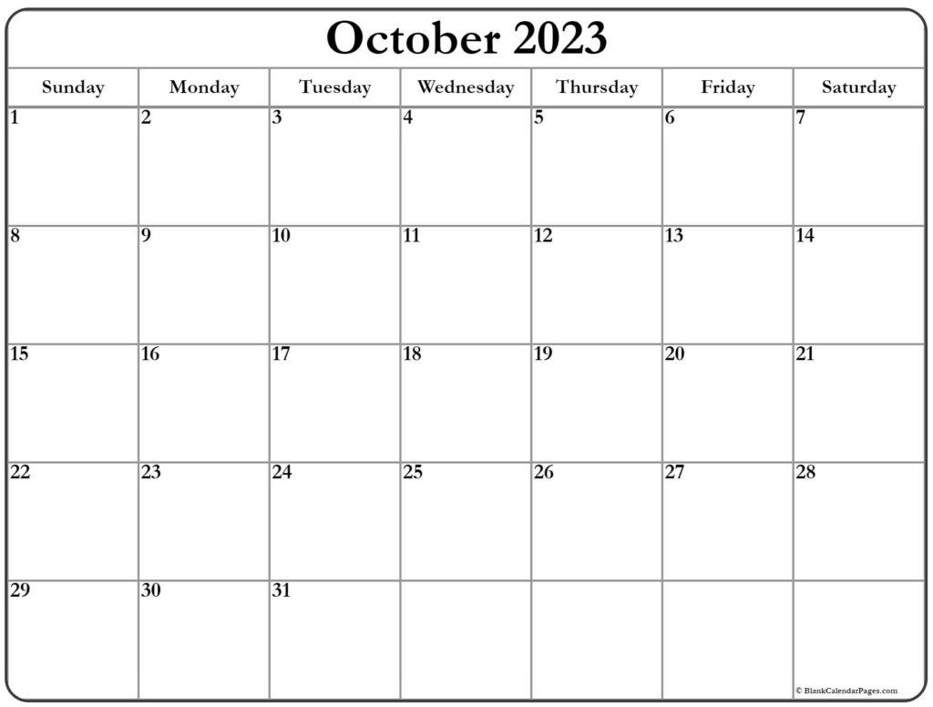 October 2023 Calendar Free Printable Calendar Templates