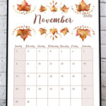 Printable Fall Calendar November 2020 Printable Stationery