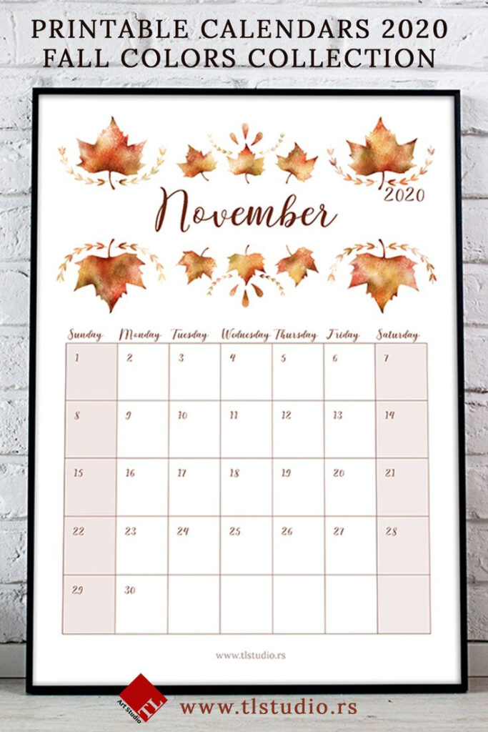 Printable Fall Calendar November 2020 Printable Stationery 