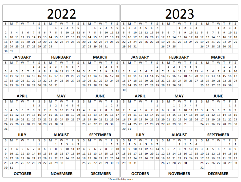 2022 2023 School Calendar Template Two Year Calendar Printable