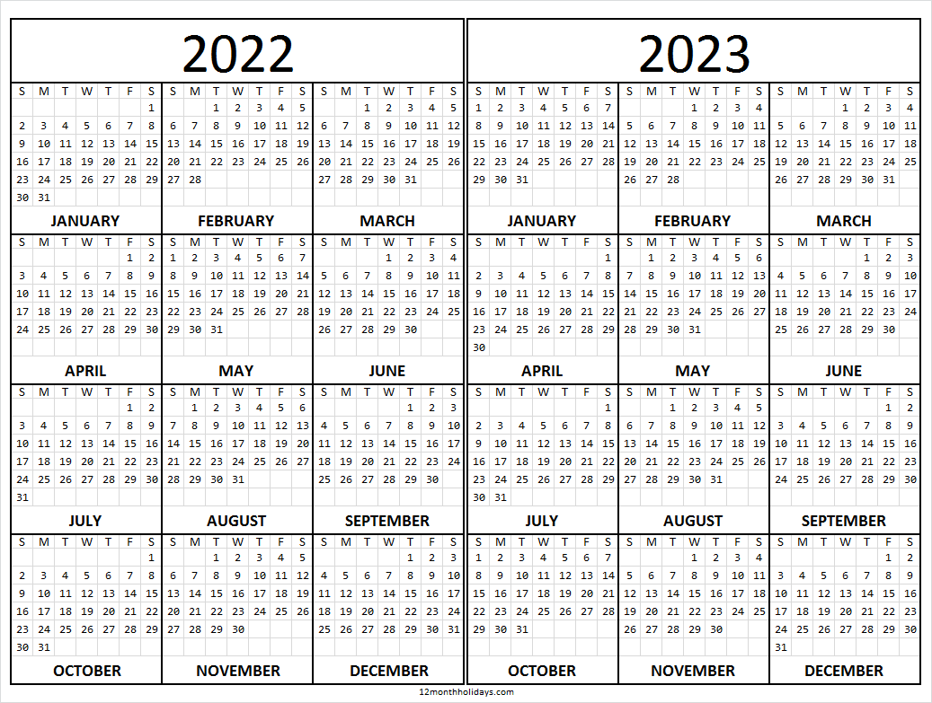 2022 2023 School Calendar Template Two Year Calendar Printable