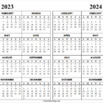 2023 2024 Calendar Template Printable Blank Two Year Calendar