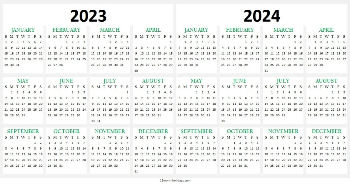 2023 2024 Two Yearly Calendar Template Printable Calendar Template