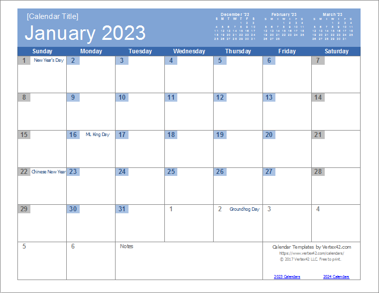 2023 Calendar Templates And Images