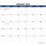 2023 Excel Calendar Spreadsheet Template Free Printable Templates