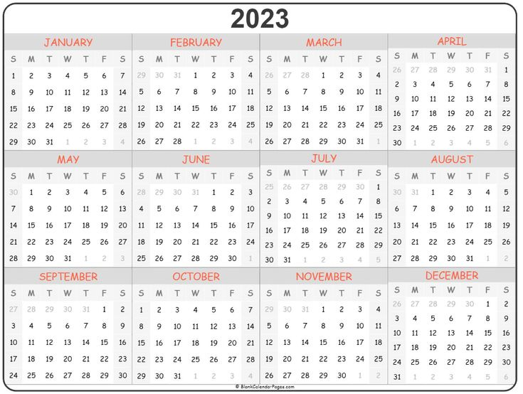 2023 Year Calendar Yearly Printable Printable Calendar Design 