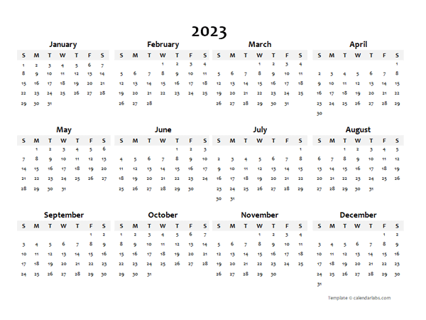 2023 Yearly Blank Calendar Template Free Printable Templates