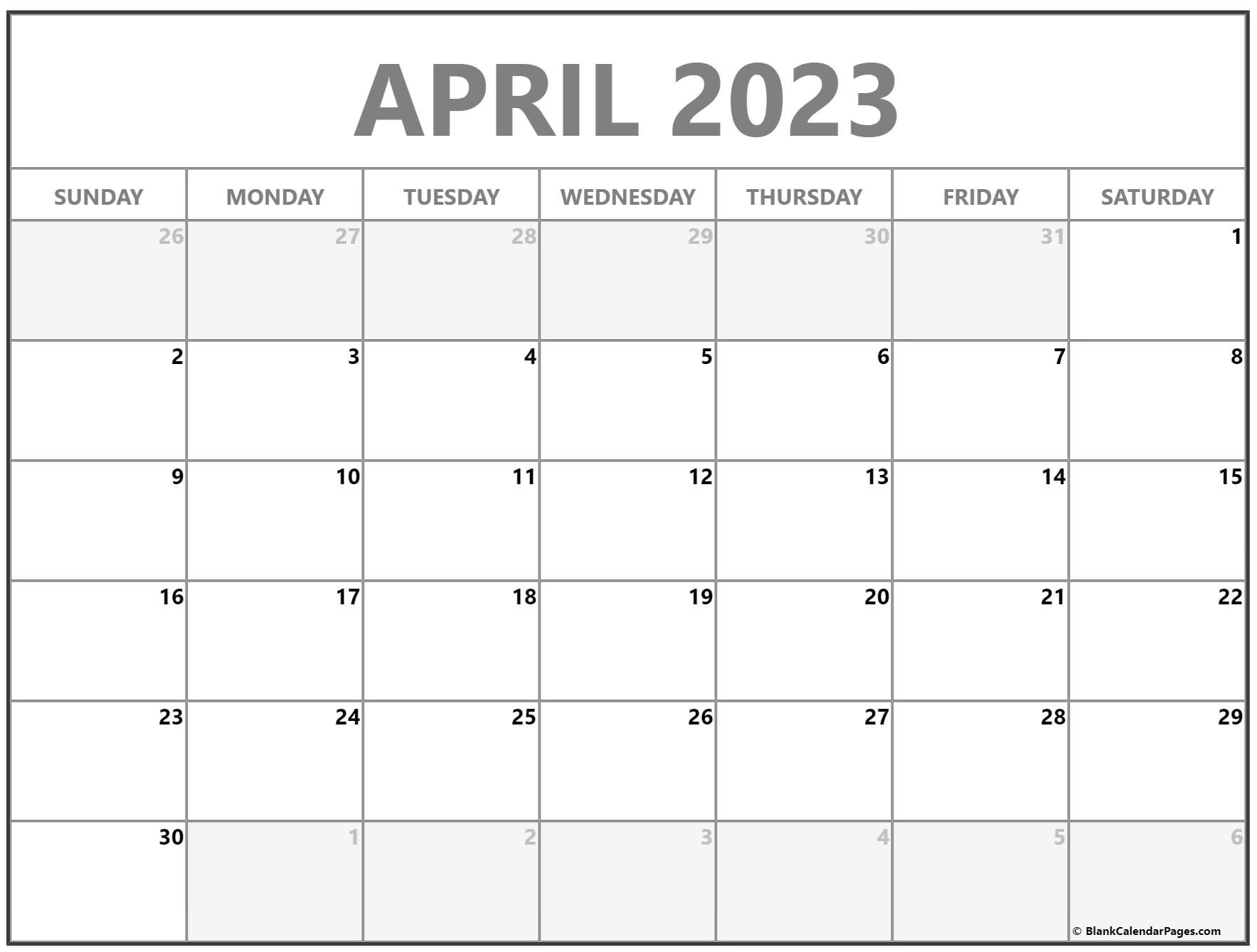 April 2023 Calendar Free Printable Calendar Templates