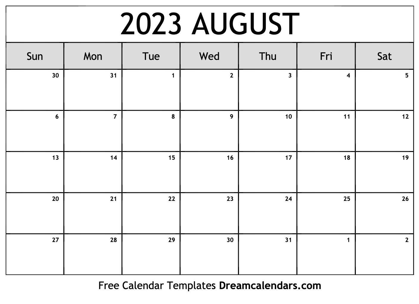 August 2023 Calendar Free Blank Printable Templates