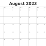 August 2023 Printable Calendar Pdf