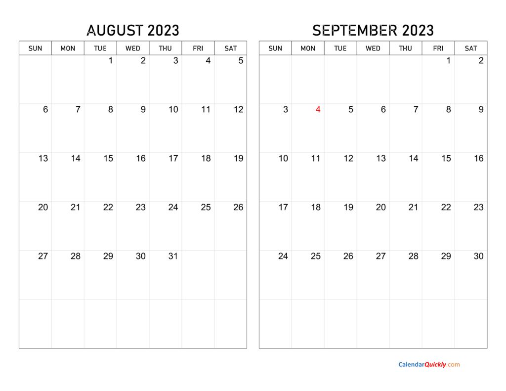 August And September 2023 Calendar Calendar Quickly