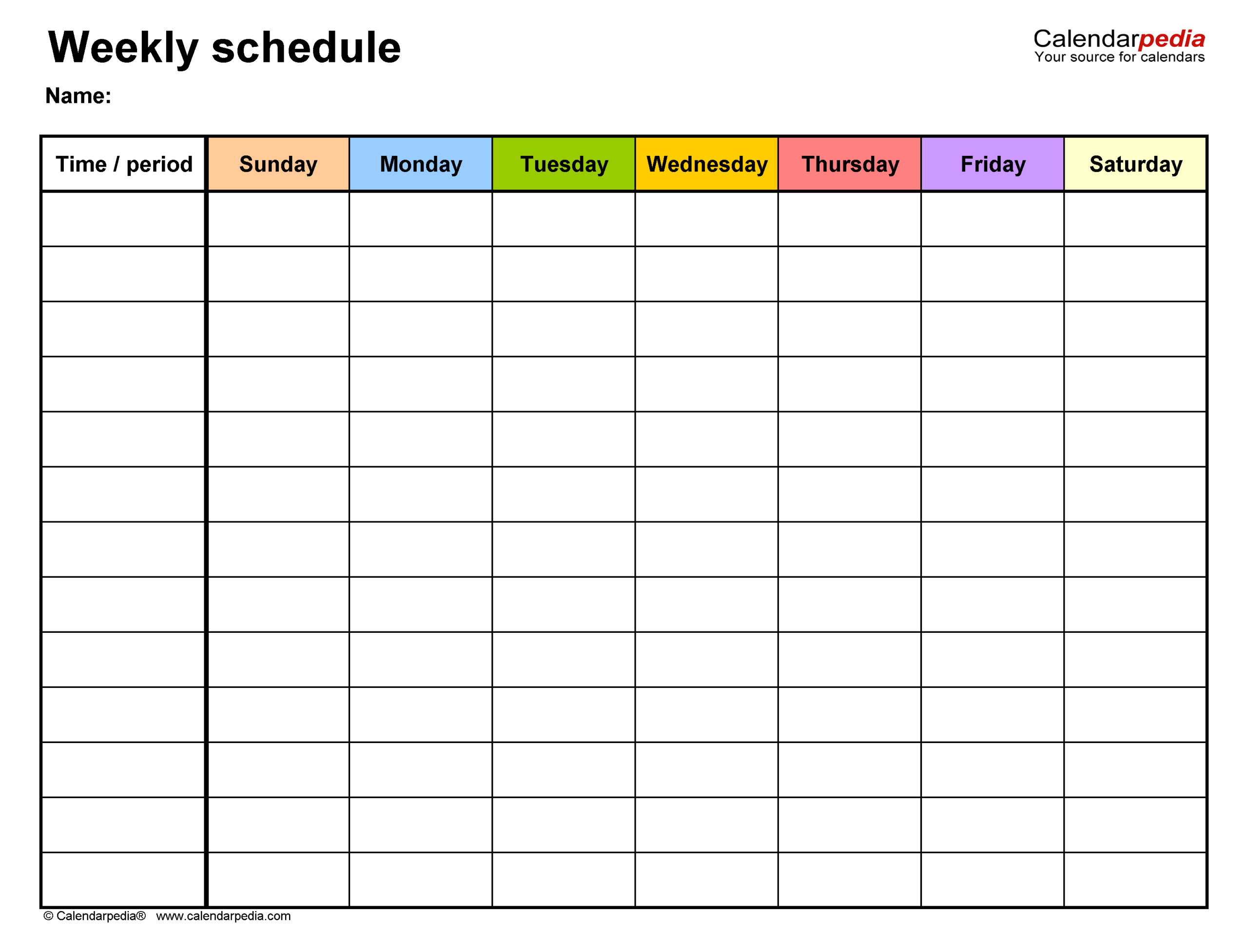 Free Printable Weekly School Schedule With Time Slots Calendar