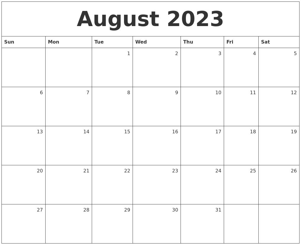 July 2023 Blank Calendar