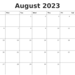 July 2023 Blank Calendar