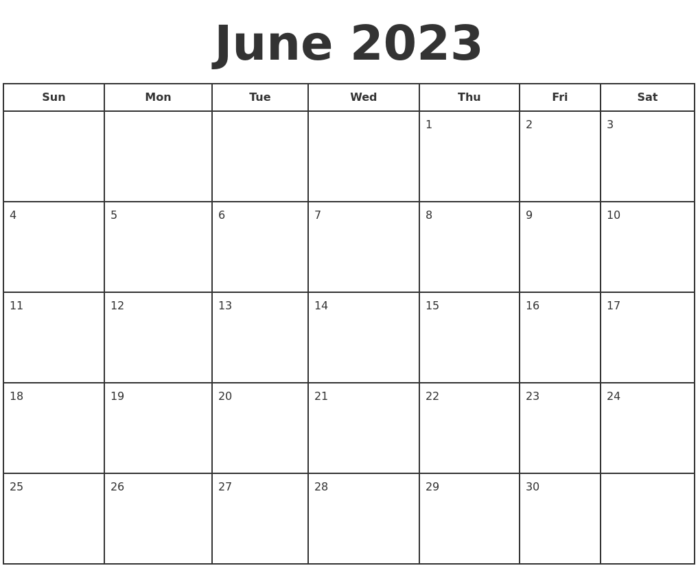 July 2023 Blank Calendar Pages