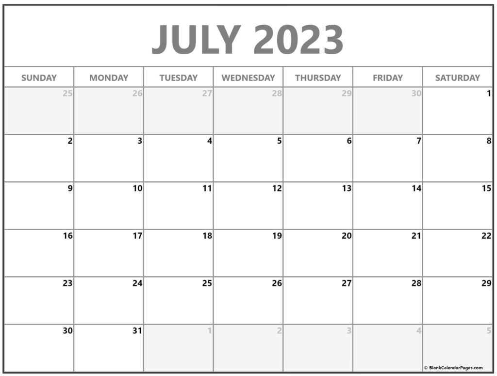 July 2023 Calendar Free Printable Calendar