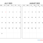 July And August 2023 Calendar Calendar Quickly