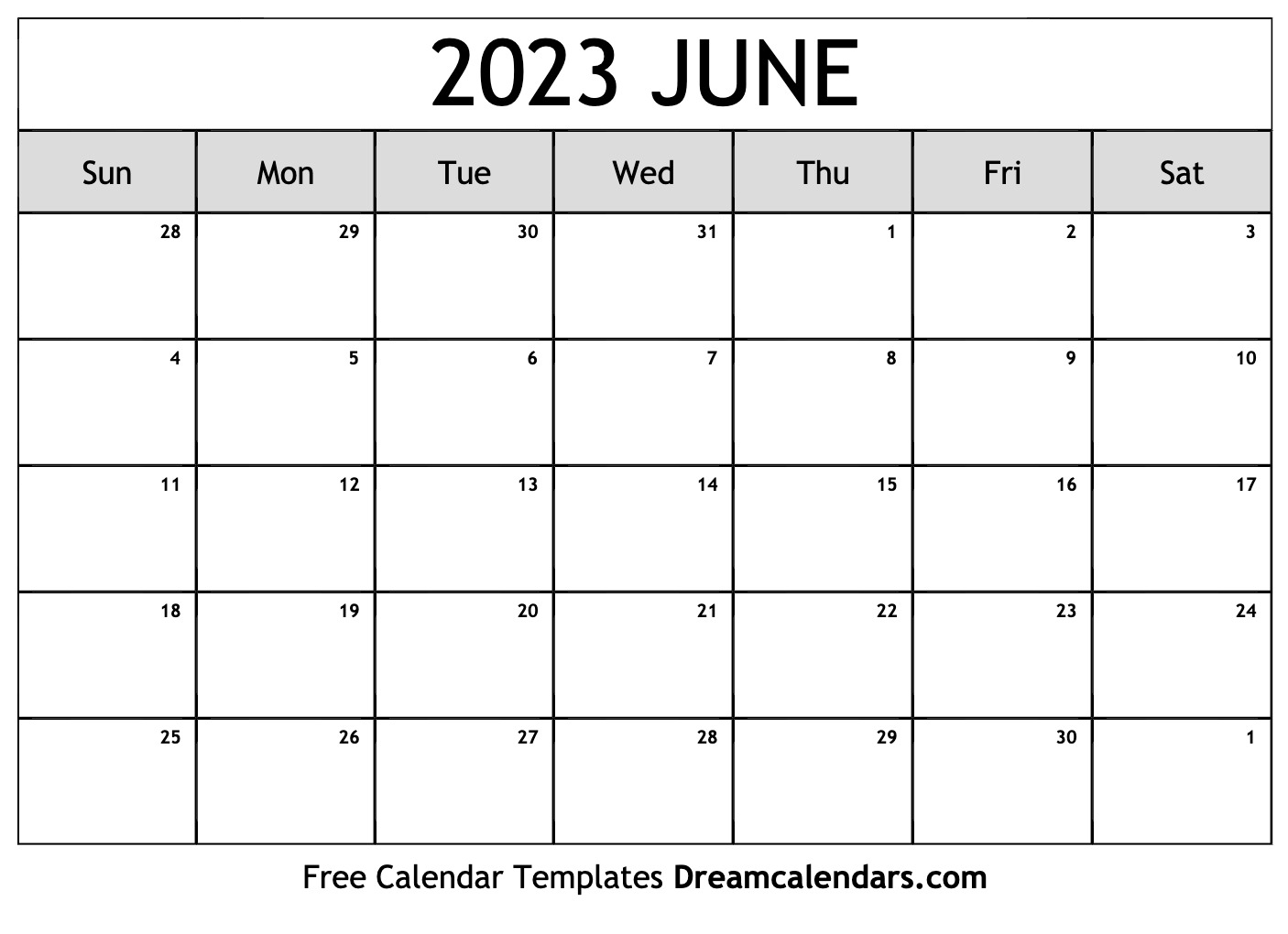 June 2023 Calendar Free Blank Printable Templates