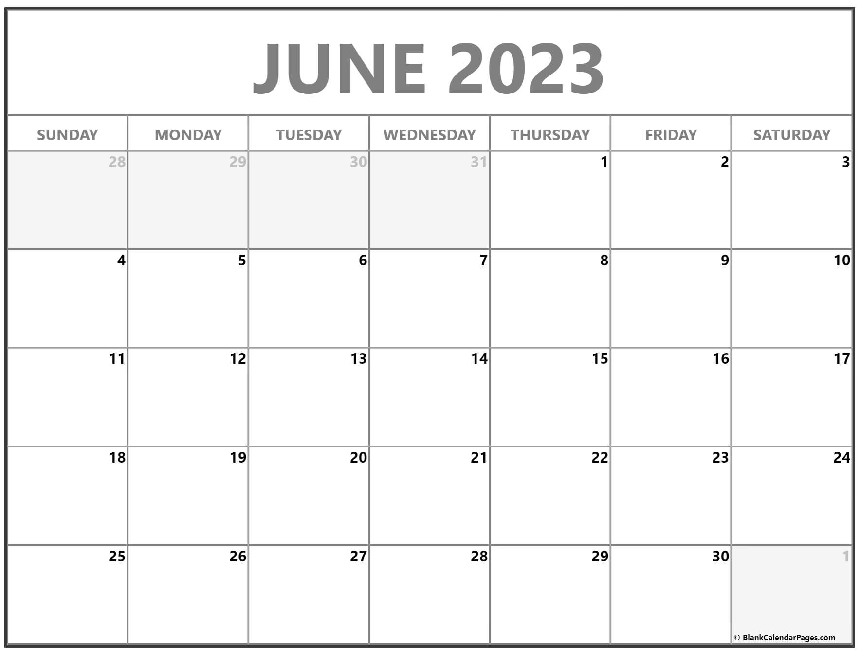 Free Printable Blank Calendar Juune 2023 2023 - FreeBlankCalendar.com