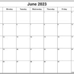 June 2023 Calendar Free Printable Monthly Calendars