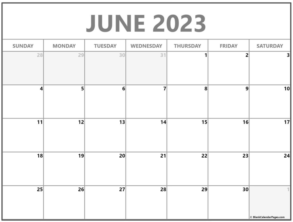 June 2023 Calendar Free Printable Monthly Calendars