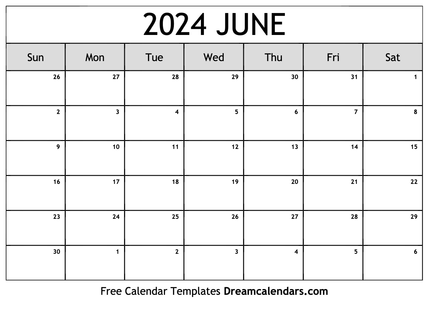 June 2024 Calendar Free Blank Printable Templates