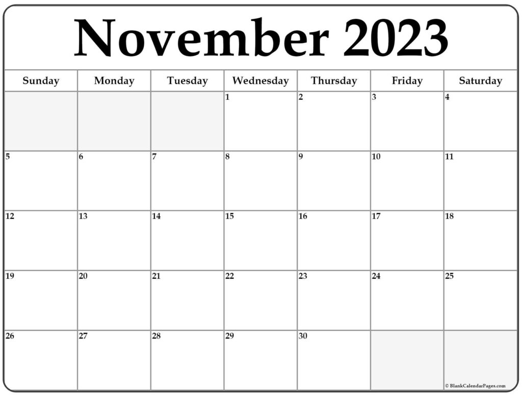 November 2023 Calendar Free Printable Calendar Templates