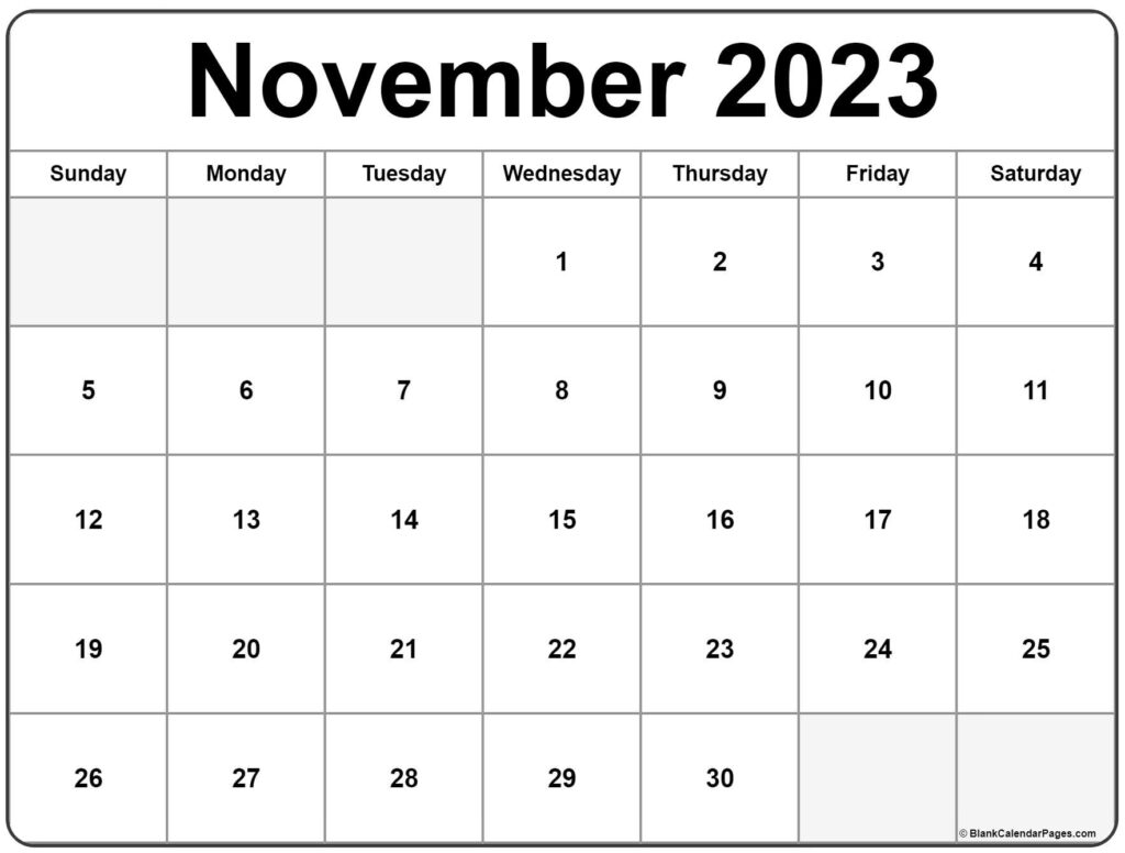 November 2023 Calendar Free Printable Calendar Templates