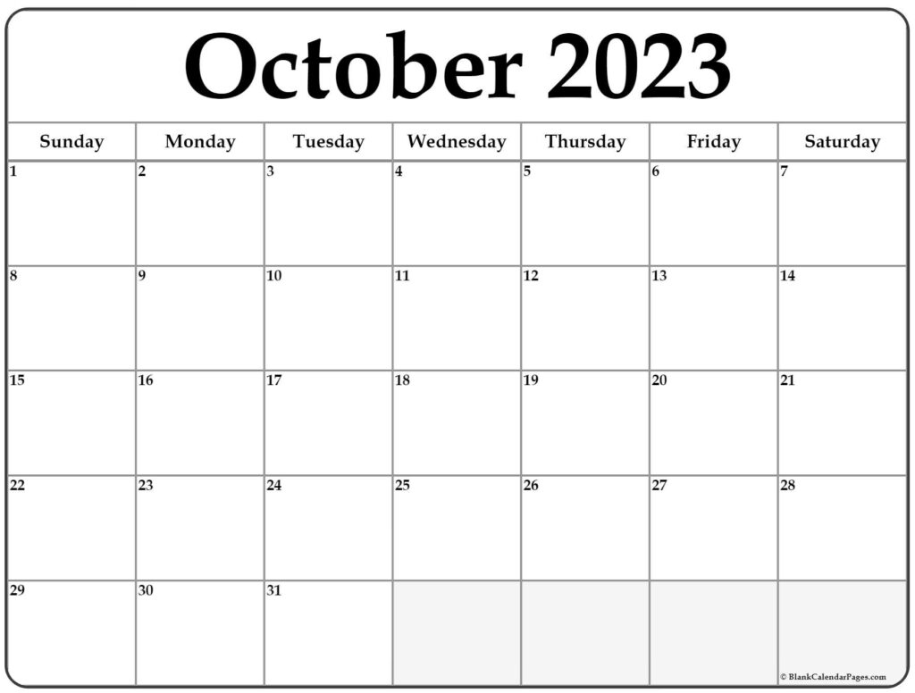 October 2023 Calendar Free Printable Calendar Templates